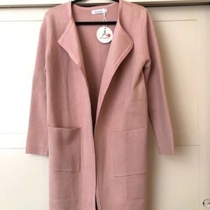 NWT ANRABESS women’s pink open front knit Cardigan sweater jacket Medium